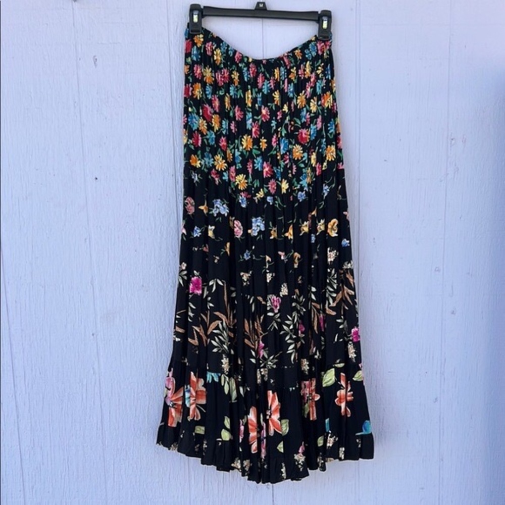 Anna Konya Black Floral Maxi Skirt
